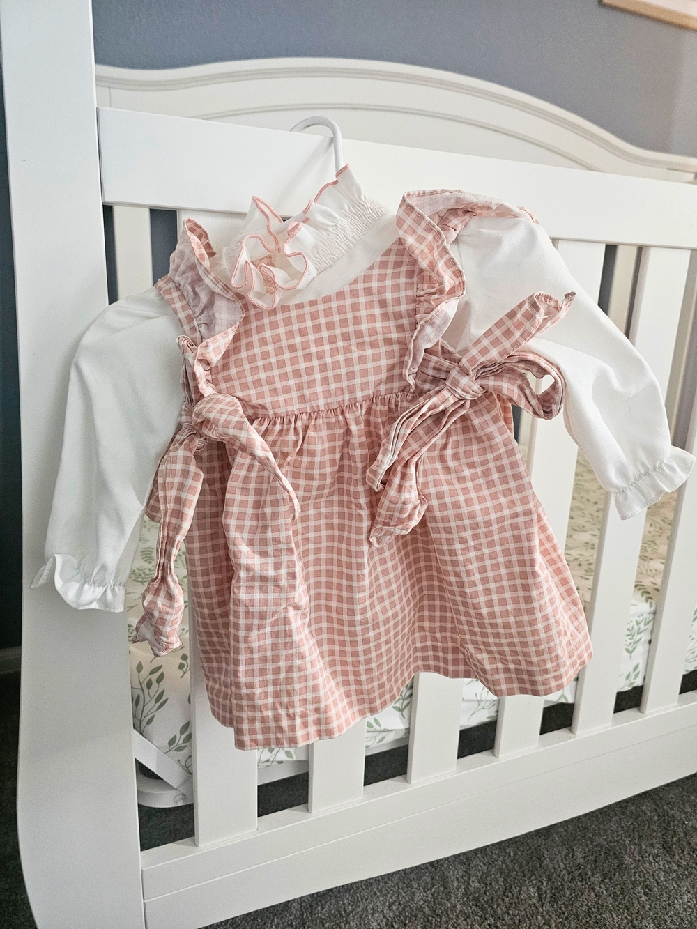Edgehill Collection 9M Pink Gingham Dress & Blouse 2 Piece Set